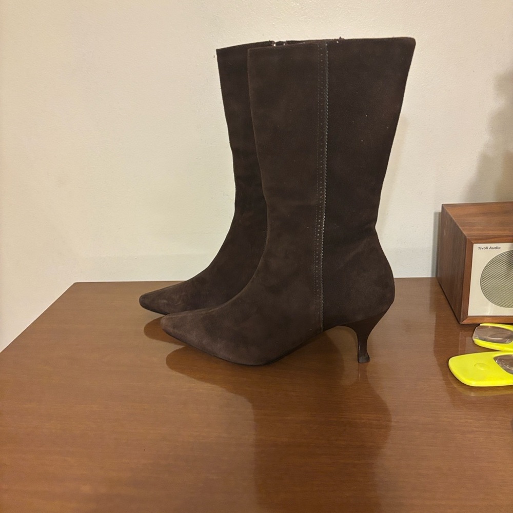 Aquatalia Espresso Suede Heeled Boots
